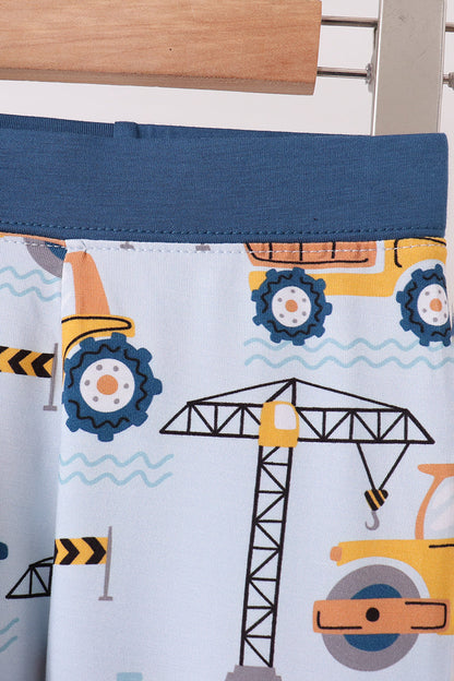 Blue Construction Trucks Bamboo Pajama Set