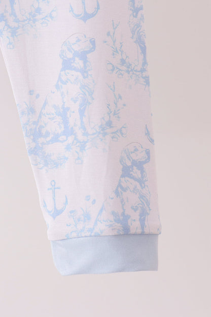 Blue dog bamboo pajama set