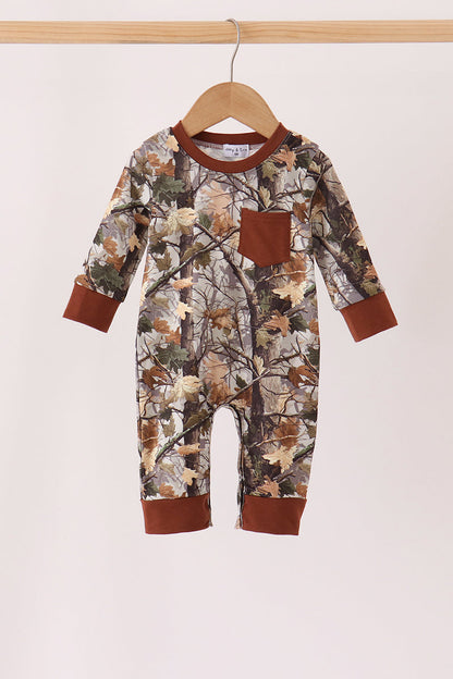 Camouflage tree pocket romper