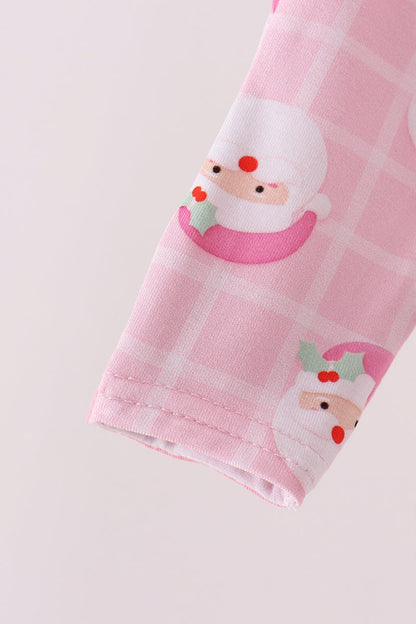 Pink Santa Zip Bamboo Romper