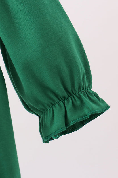 Forest bow smocked ruffle bubble