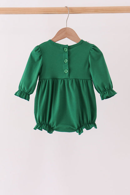 Forest bow smocked ruffle bubble