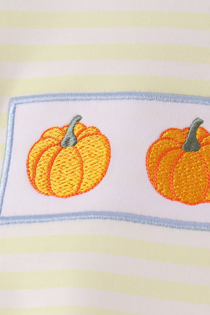 Yellow stripe pumpkin embroidery bubble