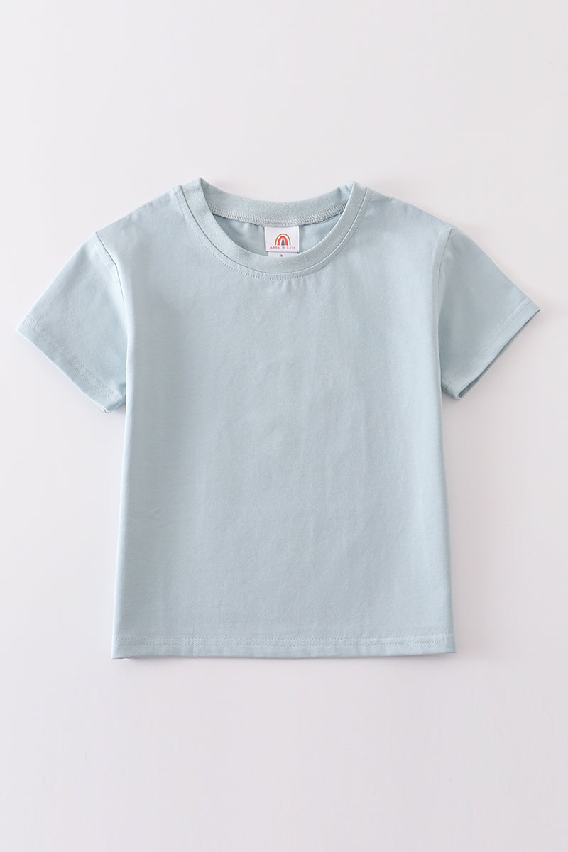 Blue blank basic t-shirt Adult Kids and baby bubble - Cloudling Kids Clothing
