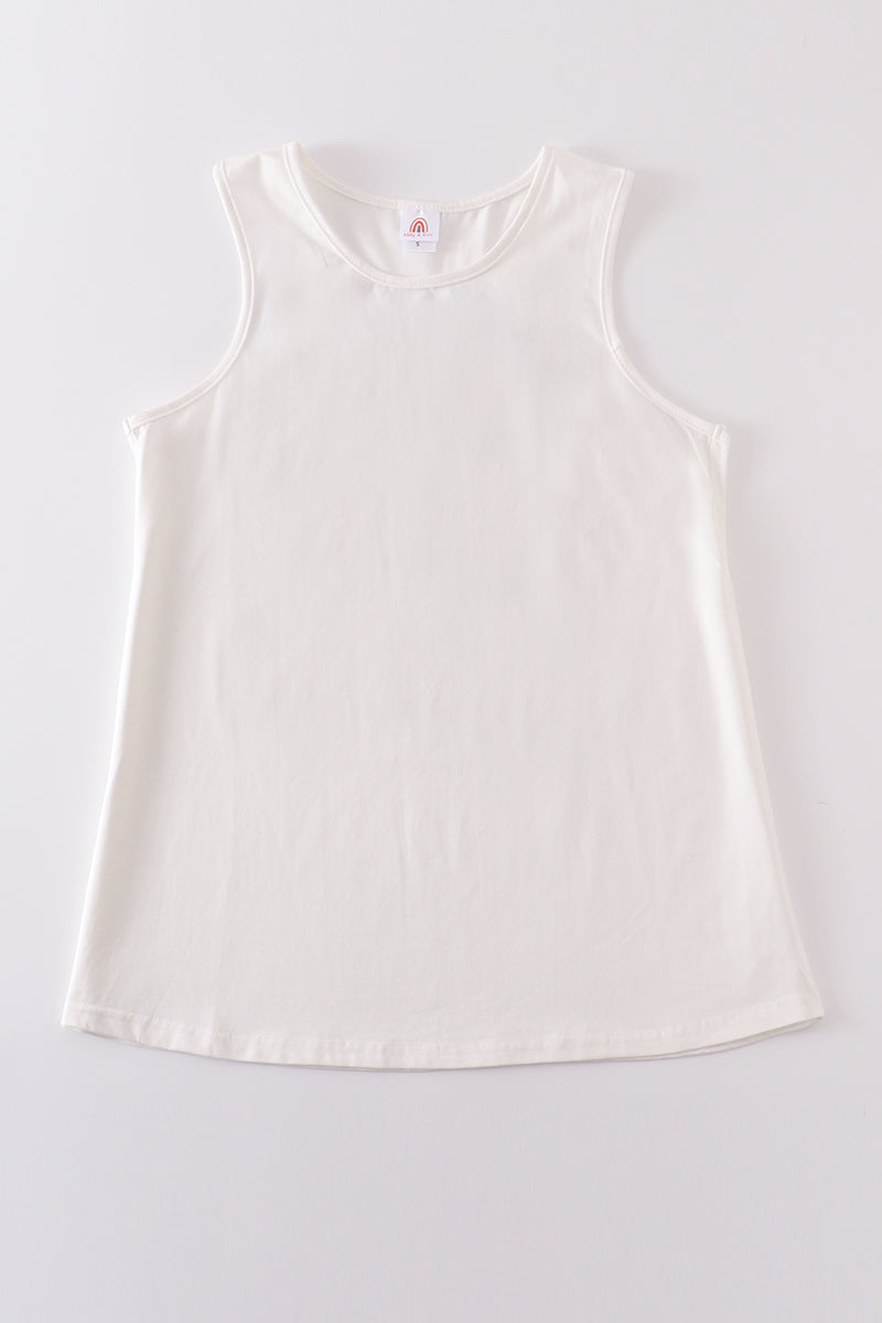 White blank basic kids teens adult tank top - Cloudling Kids Clothing