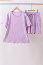 Lavender scalloped mom&me shorts set