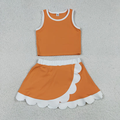 Orange Performance Scalloped Skorts Set