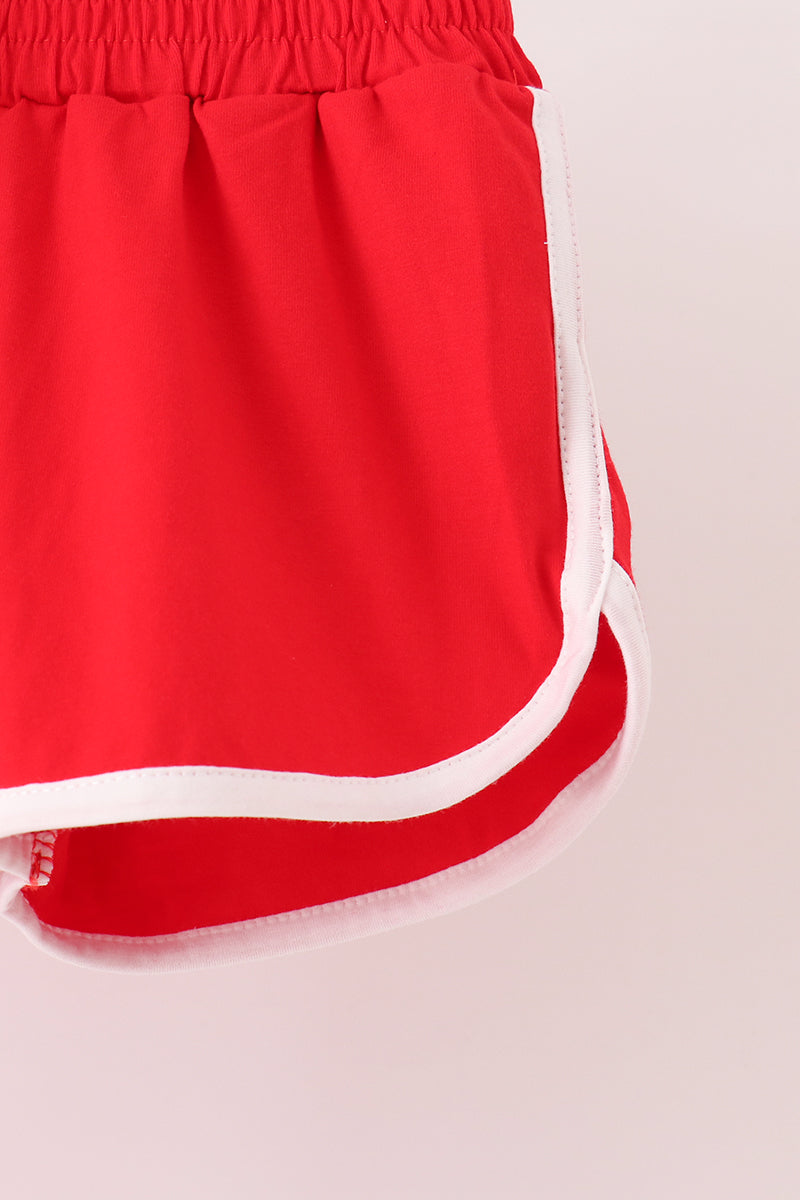 Red active shorts set