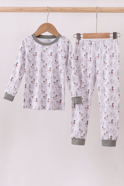 Premium green mallard print bamboo pants set