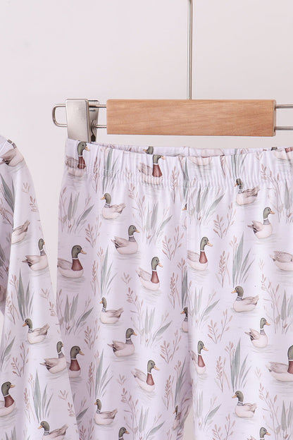 Premium green mallard print bamboo pants set