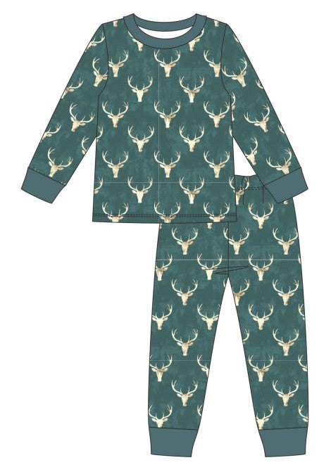 Premium forest reindeer print bamboo pants set