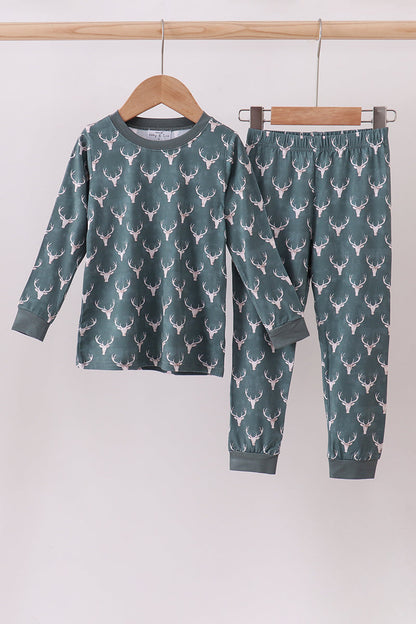 Premium forest reindeer print bamboo pants set