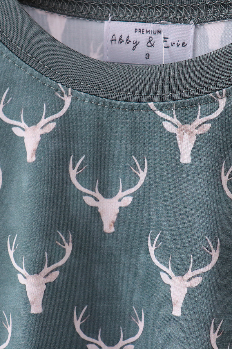 Premium forest reindeer print bamboo pants set