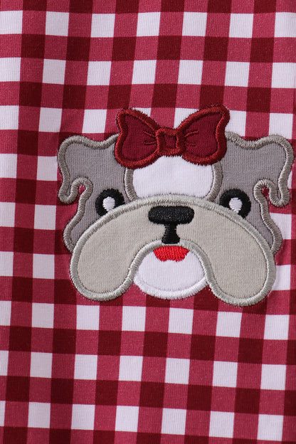 Premium Maroon Georgia bulldog gingham ruffle romper