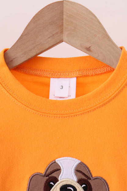 Premium Orange Tennessee puppy applique top