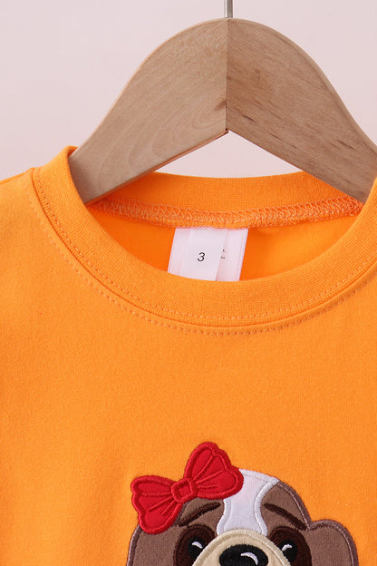 Premium Orange Tennessee puppy applique top