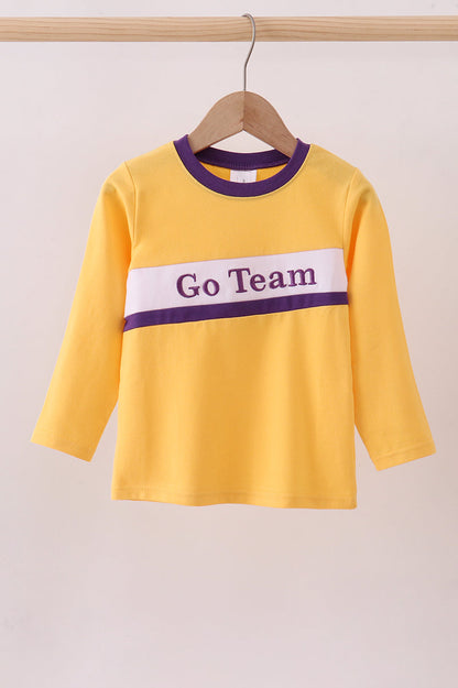 Premium Yellow LSU Go Team embroidery top