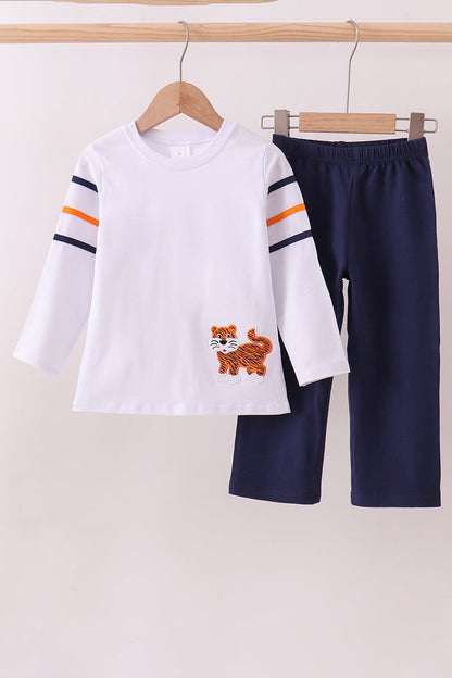 Premium Navy Auburn tiger applique pants set