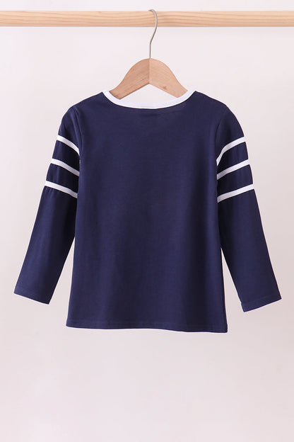 Premium Navy Auburn tiger applique top