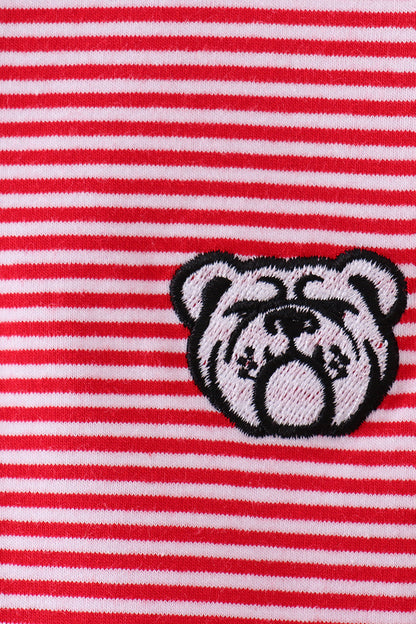 Premium Red Georgia bulldog embroidery stripe top