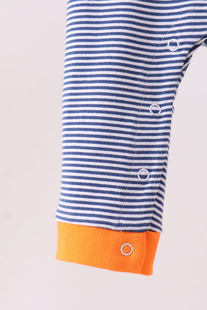Premium Blue Auburn stripe tiger romper