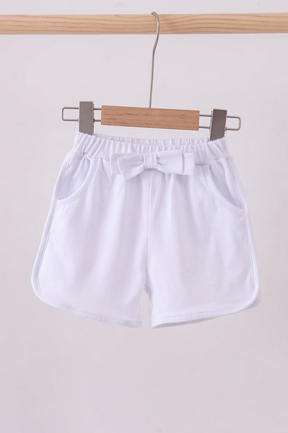 Premium White bow shorts - Cloudling Kids Clothing