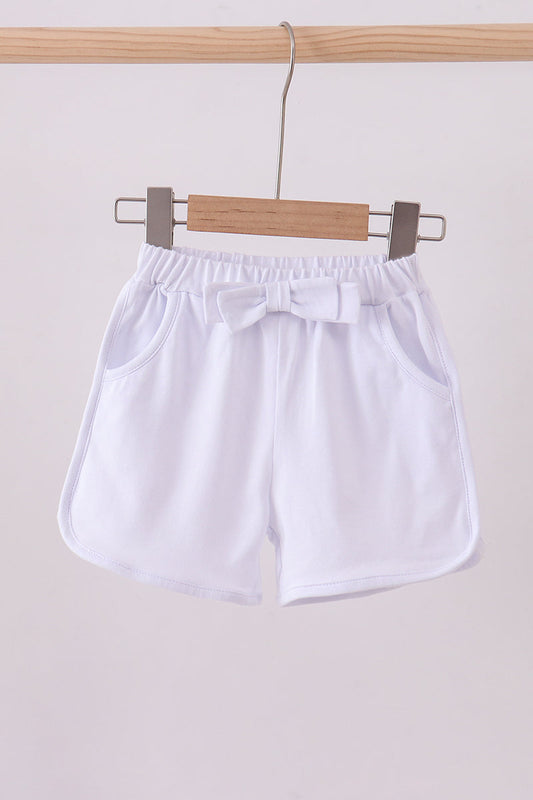 Premium White bow shorts - Cloudling Kids Clothing