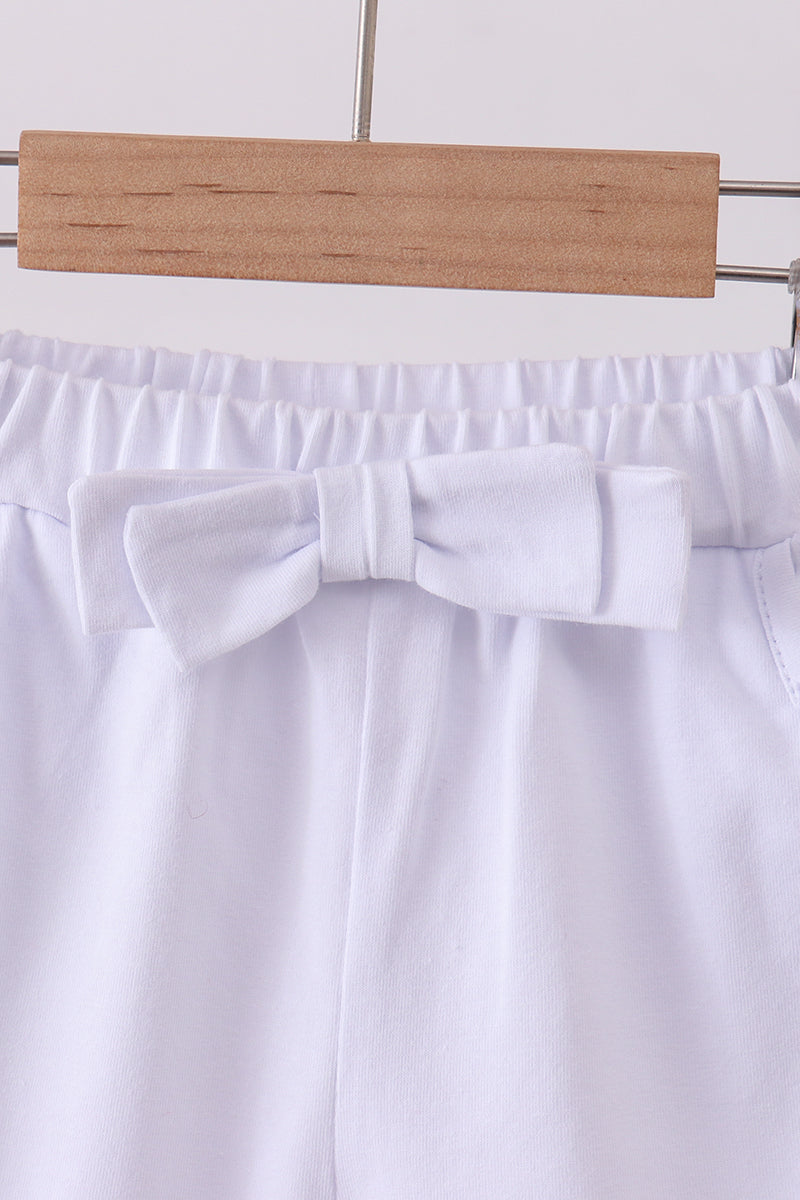 Premium White bow shorts - Cloudling Kids Clothing