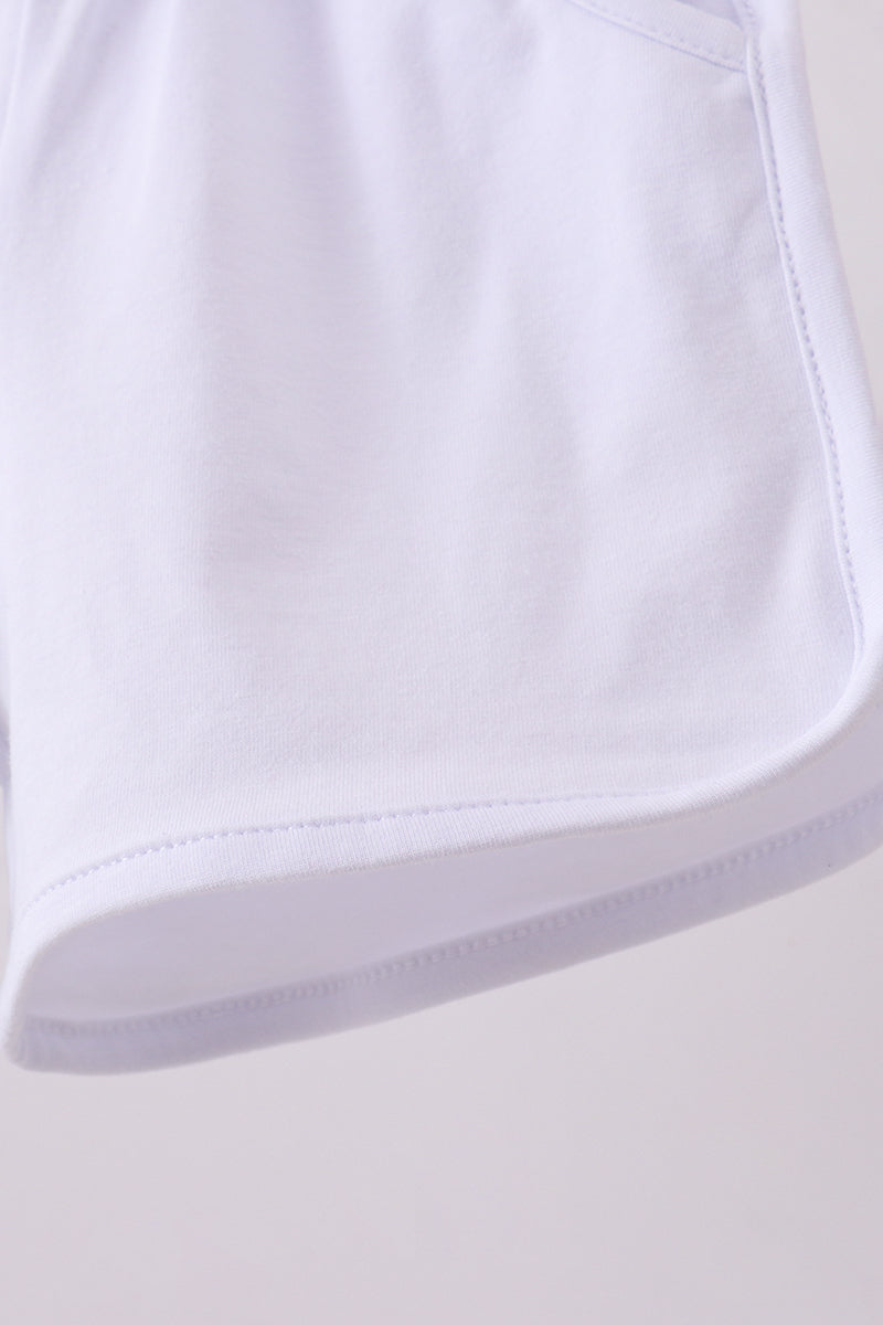 Premium White bow shorts - Cloudling Kids Clothing