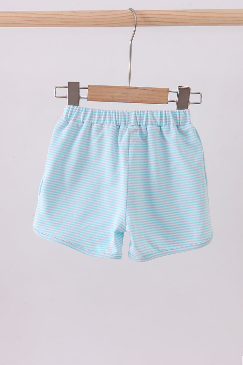Premium Mint&white stripe bow shorts - Cloudling Kids Clothing