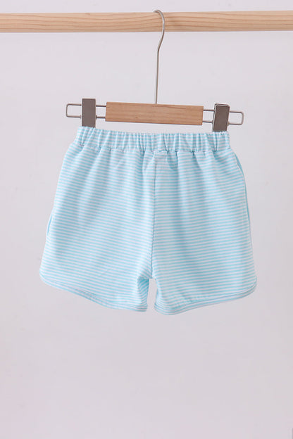 Premium Mint&white stripe bow shorts - Cloudling Kids Clothing
