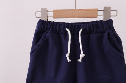 Premium Navy drawstring shorts - Cloudling Kids Clothing