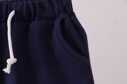 Premium Navy drawstring shorts - Cloudling Kids Clothing