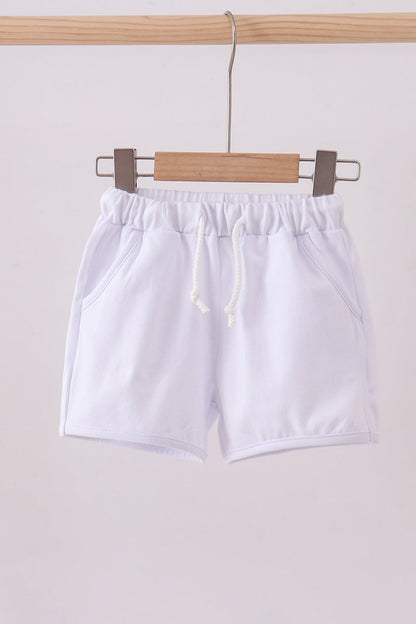 Premium White drawstring shorts - Cloudling Kids Clothing