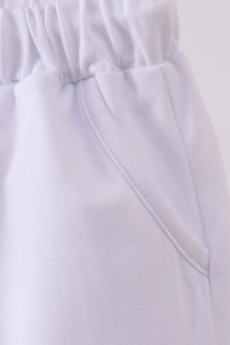 Premium White drawstring shorts - Cloudling Kids Clothing