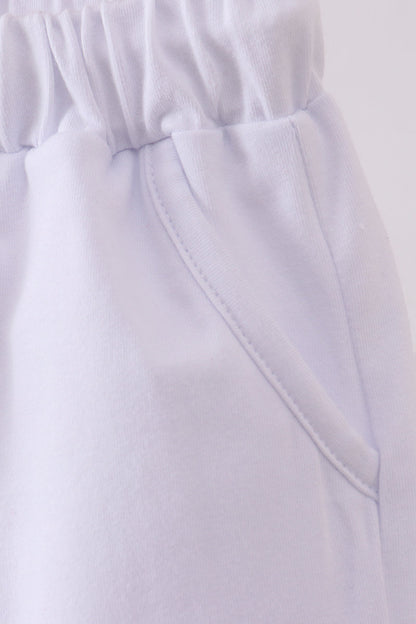 Premium White drawstring shorts - Cloudling Kids Clothing