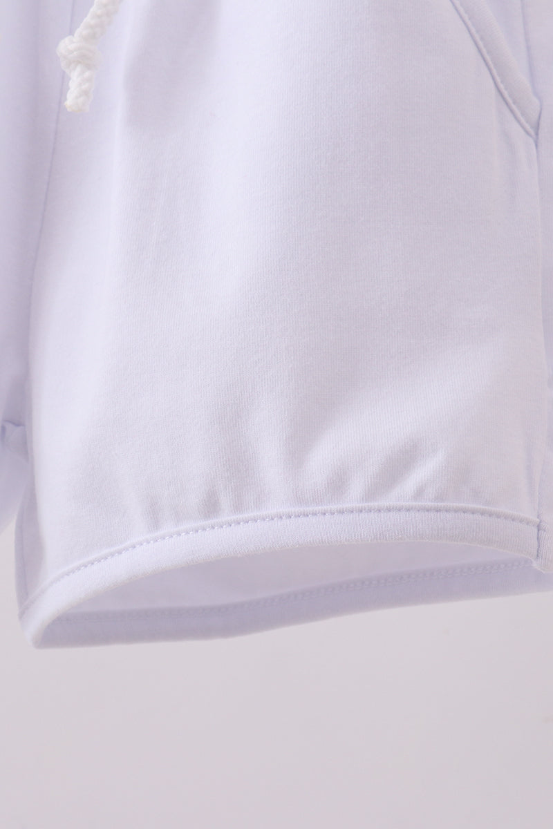 Premium White drawstring shorts - Cloudling Kids Clothing