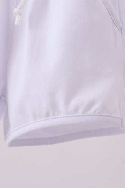 Premium White drawstring shorts - Cloudling Kids Clothing