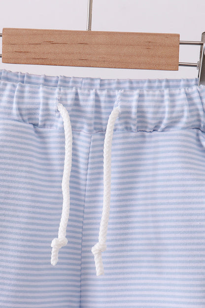 Premium Blue&white stripe drawstring shorts - Cloudling Kids Clothing
