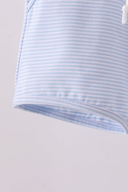 Premium Blue&white stripe drawstring shorts - Cloudling Kids Clothing