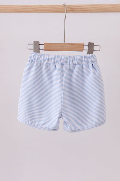 Premium Blue&white stripe drawstring shorts - Cloudling Kids Clothing
