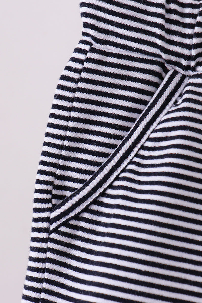 Premium Navy&white stripe drawstring shorts - Cloudling Kids Clothing