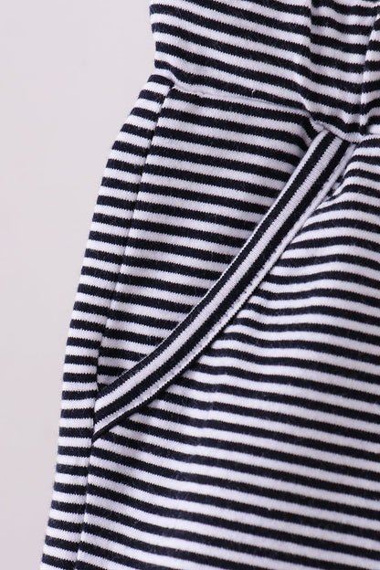 Premium Navy&white stripe drawstring shorts - Cloudling Kids Clothing
