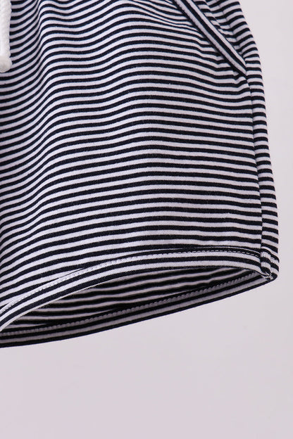 Premium Navy&white stripe drawstring shorts - Cloudling Kids Clothing