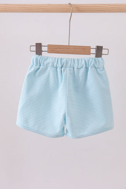 Premium Mint&white stripe drawstring shorts - Cloudling Kids Clothing