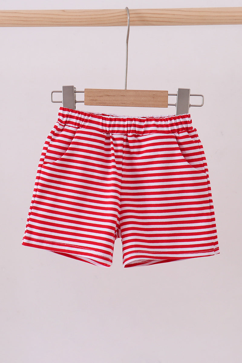 Premium Red&white stripe shorts - Cloudling Kids Clothing