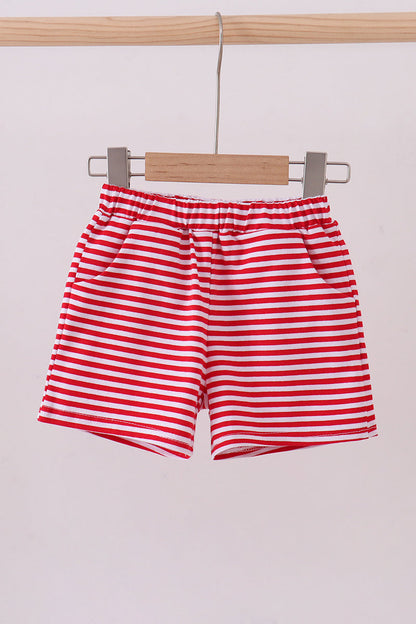 Premium Red&white stripe shorts - Cloudling Kids Clothing