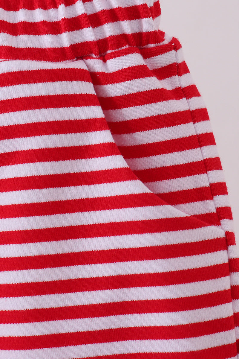 Premium Red&white stripe shorts - Cloudling Kids Clothing