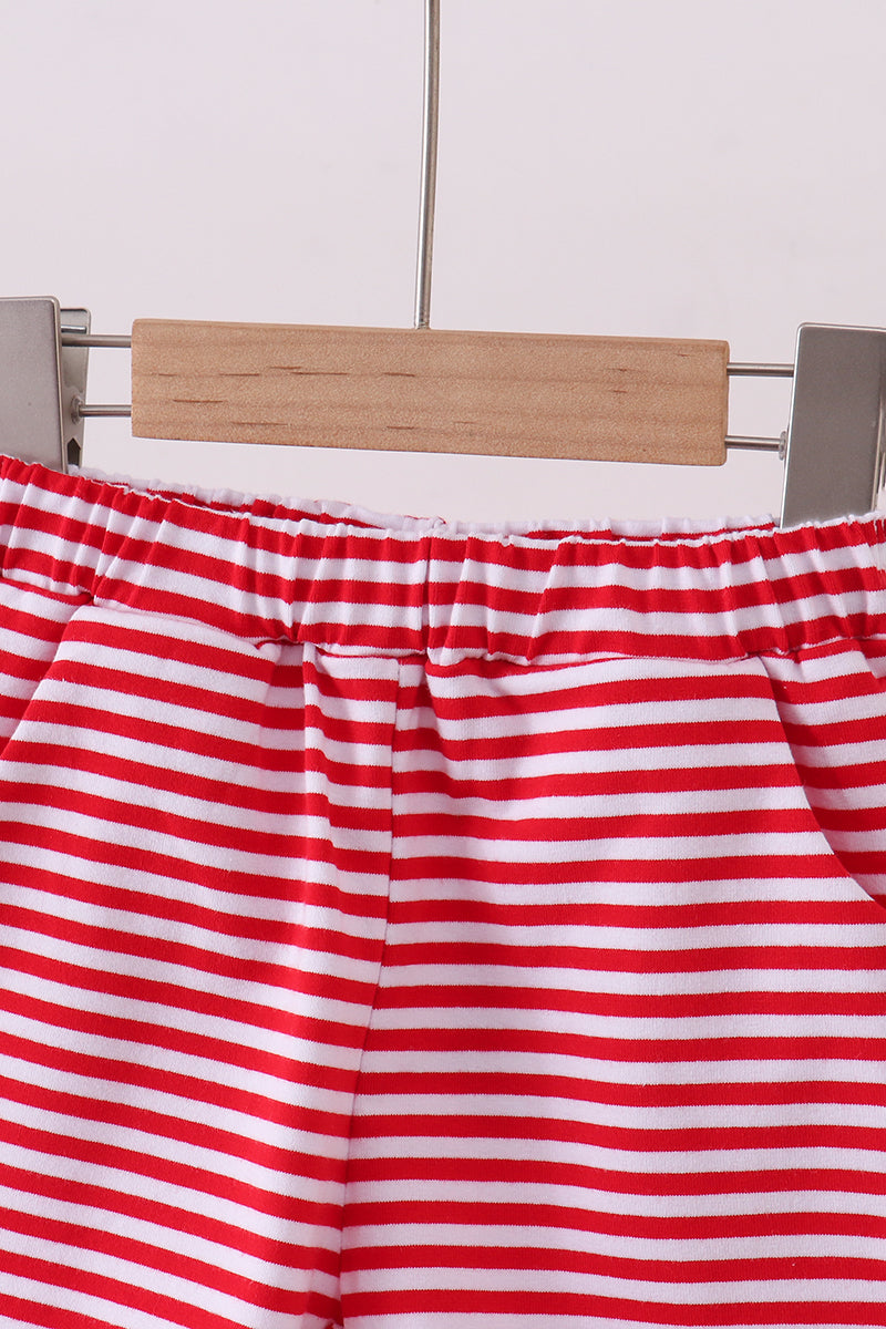 Premium Red&white stripe shorts - Cloudling Kids Clothing