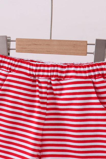 Premium Red&white stripe shorts - Cloudling Kids Clothing
